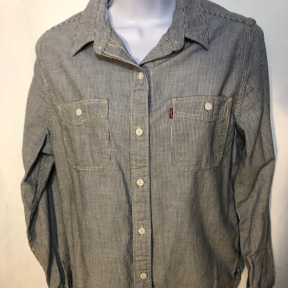 Blue and white Striped button-down shirt